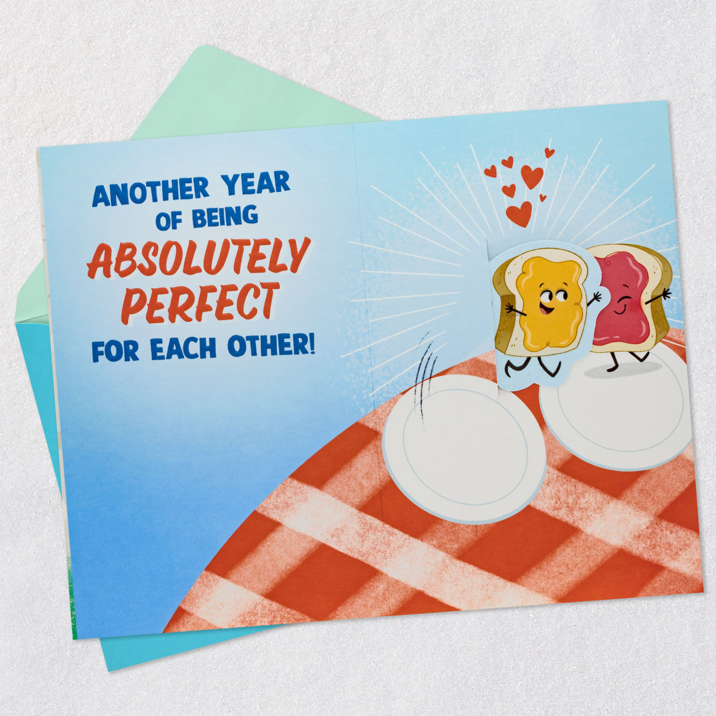 Peanut Butter and Jelly Caf&eacute; Anniversary Card Open card with envelope image number 3