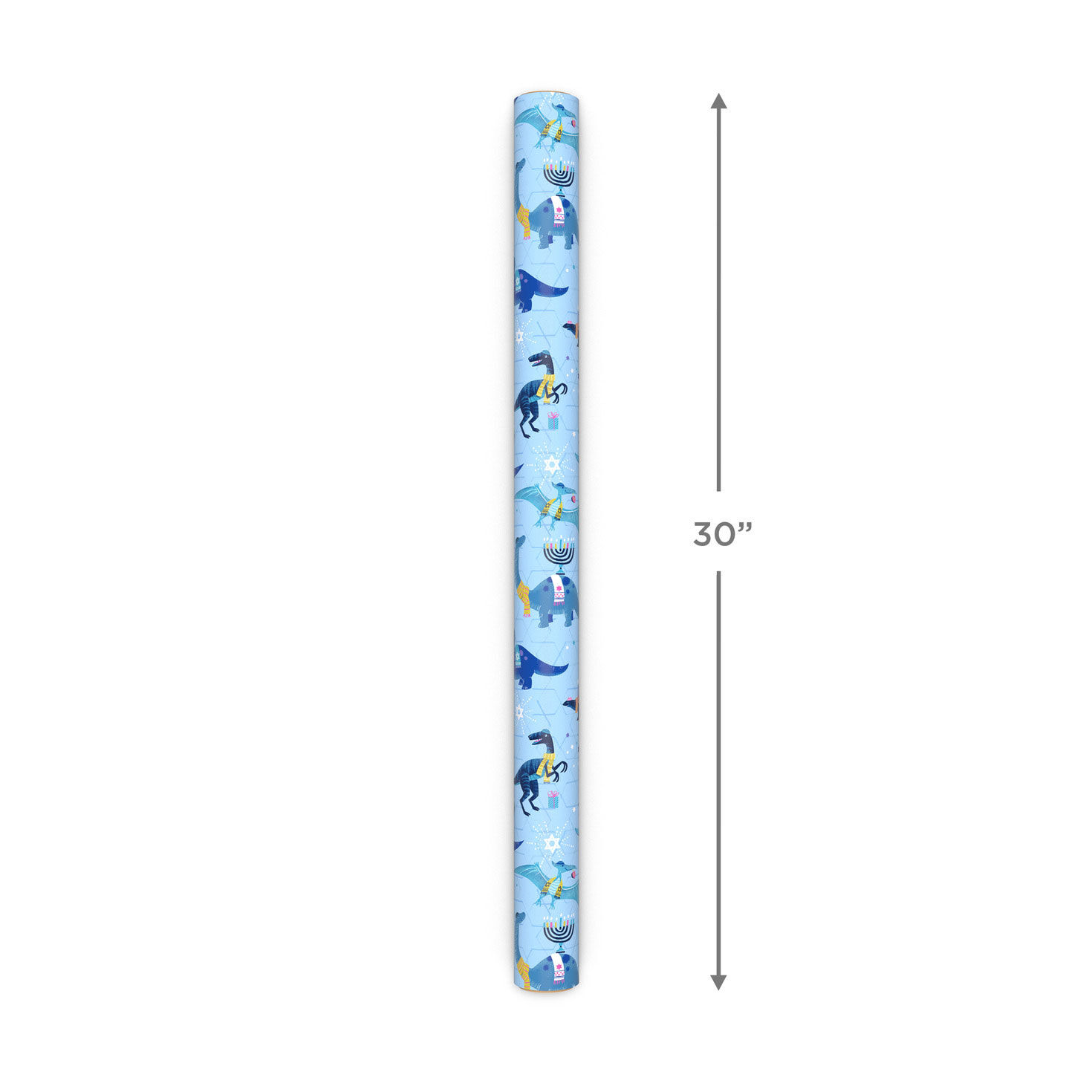 Dinosaurs and Stars Reversible Hanukkah Gift Wrap measurement image number 4