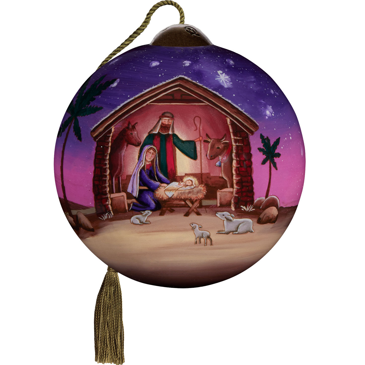 Ne'Qwa Art Silent Night, Holy Night Nativity Scene Glass Christmas Ornament for only USD 35.00 | Hallmark