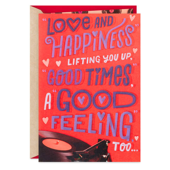 Love and Happiness Record Player Valentine's Day Card, , large image number 1