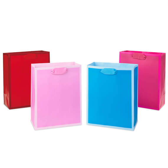 9.6" Assorted Bright Colors 4-Pack Gift Bags