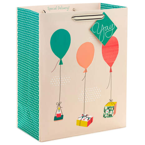 13" Balloons and Presents Large Gift Bag, , large