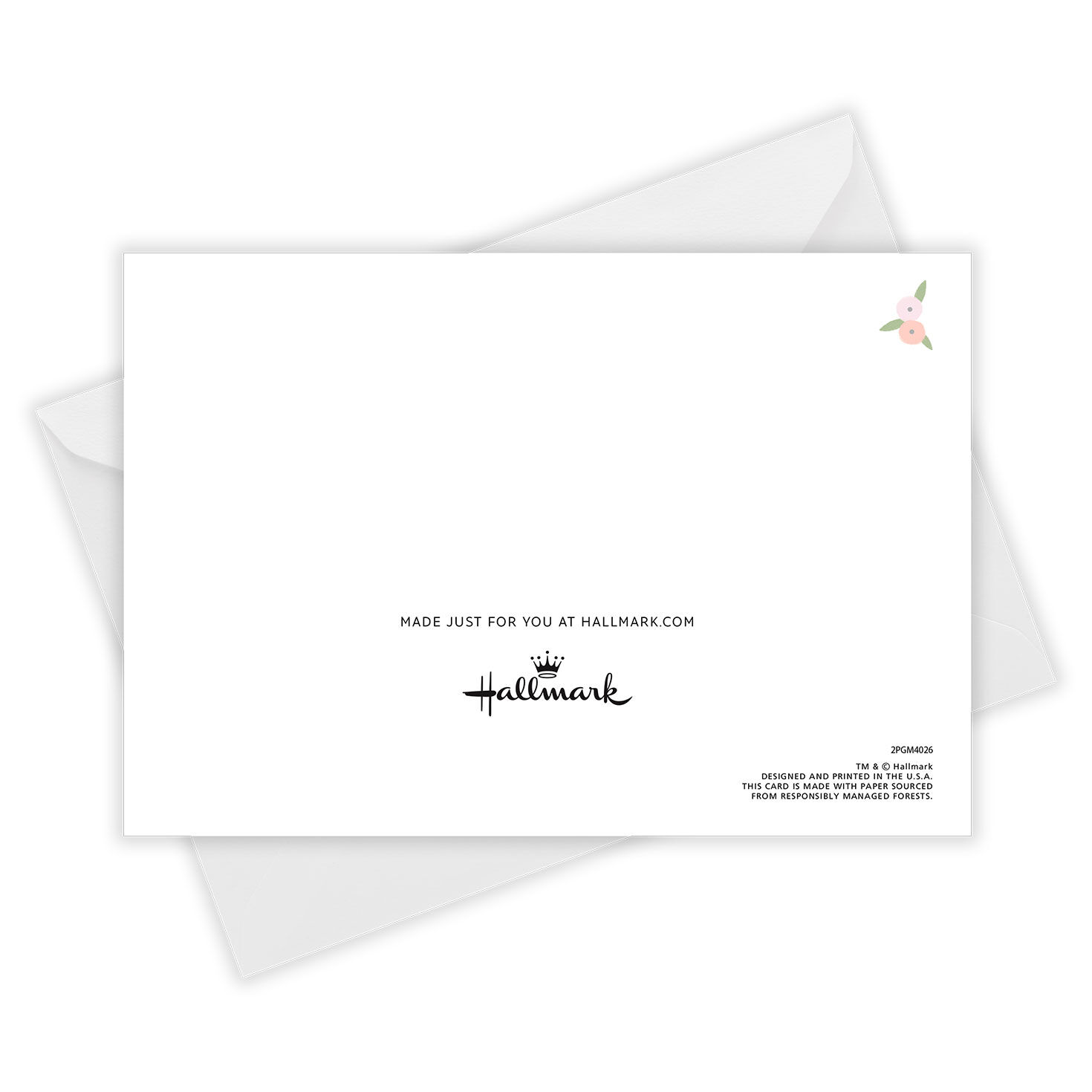 Pink Flowers Happy Day Personalized Wedding Card Open Card with Envelope indicating personalization image number 5