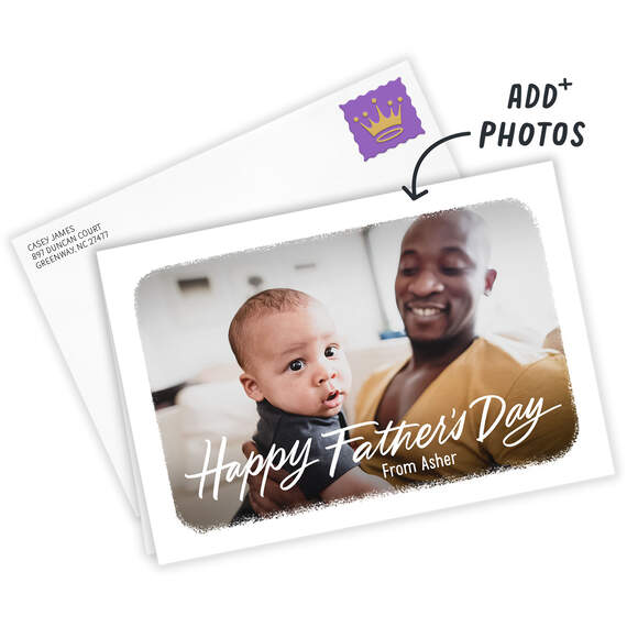 White Frame Horizontal Folded Father's Day Photo Card, , large image number 2