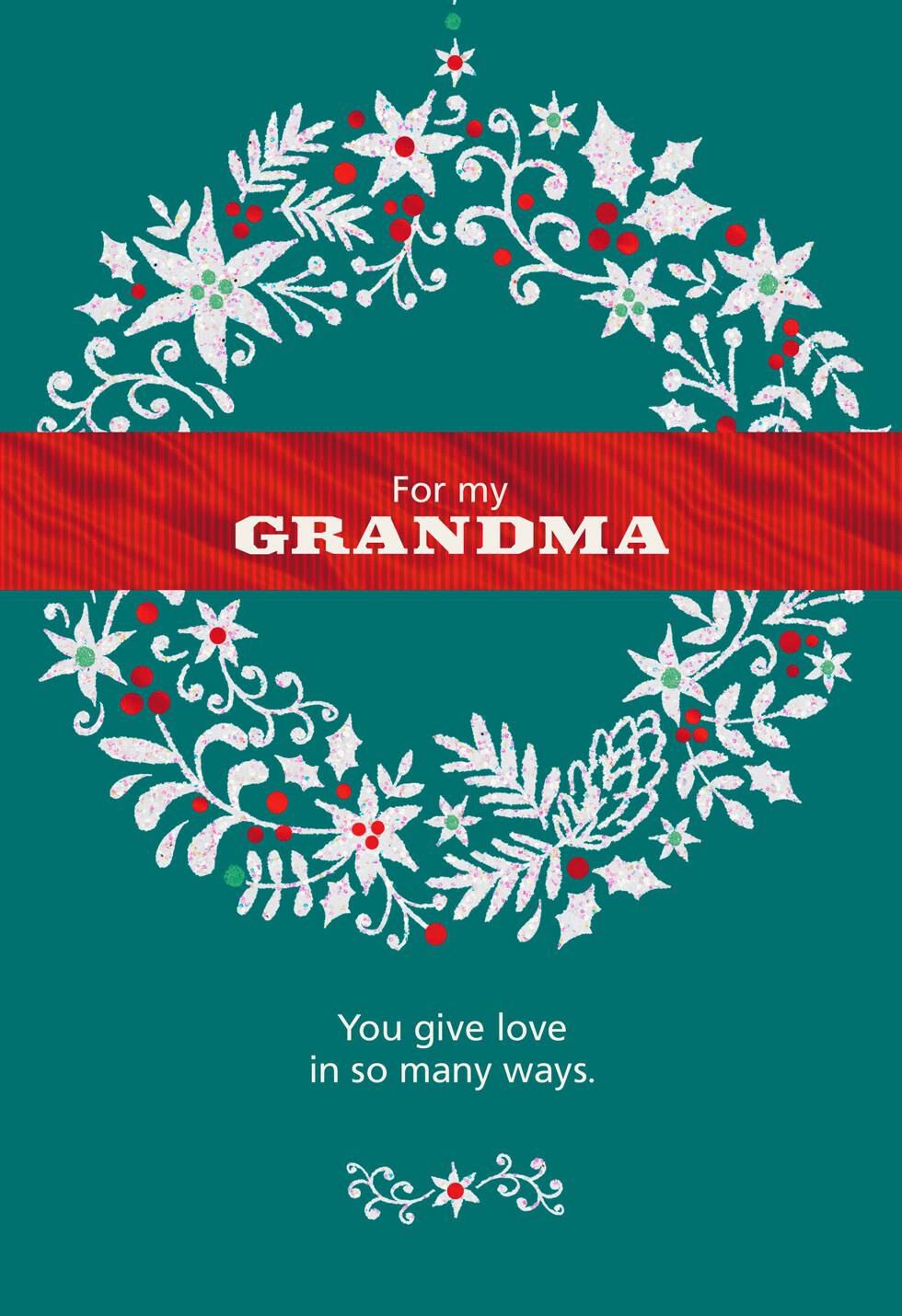 Glitter Wreath for Grandma Christmas Card