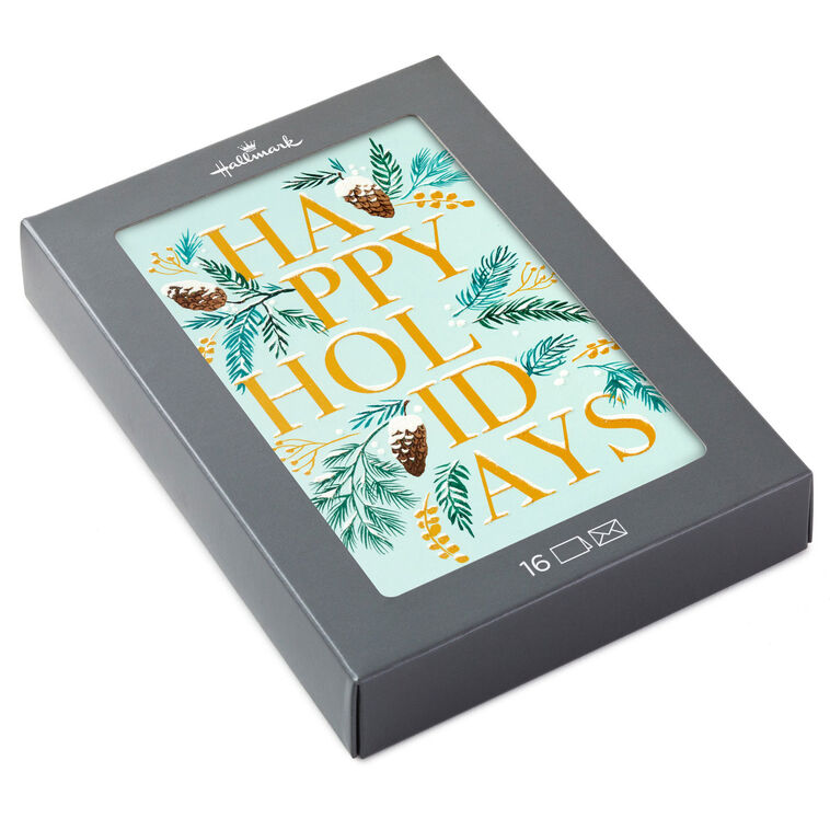 Pinecones and Branches Boxed Christmas Cards, Pack of 16