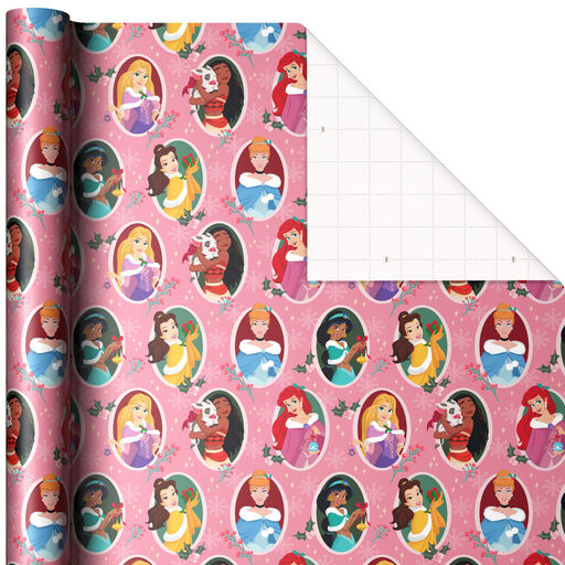 Disney Princesses on Pink Christmas Wrapping Paper Jumbo Roll, 80 sq. ft., Disney Princesses