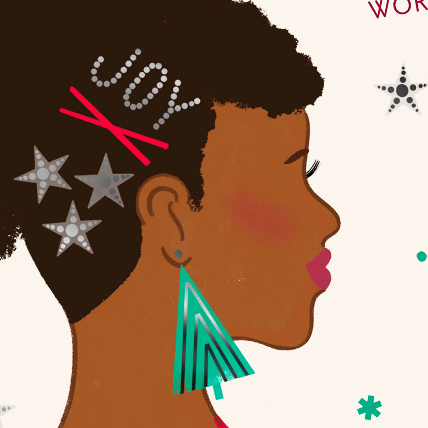 Black Woman Silhouette Granddaughter Christmas Card Card Front Detail image number 4