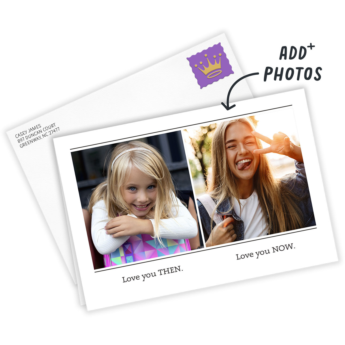 Then Now Photos Personalized Grad Card Card Front with Envelope image number 2