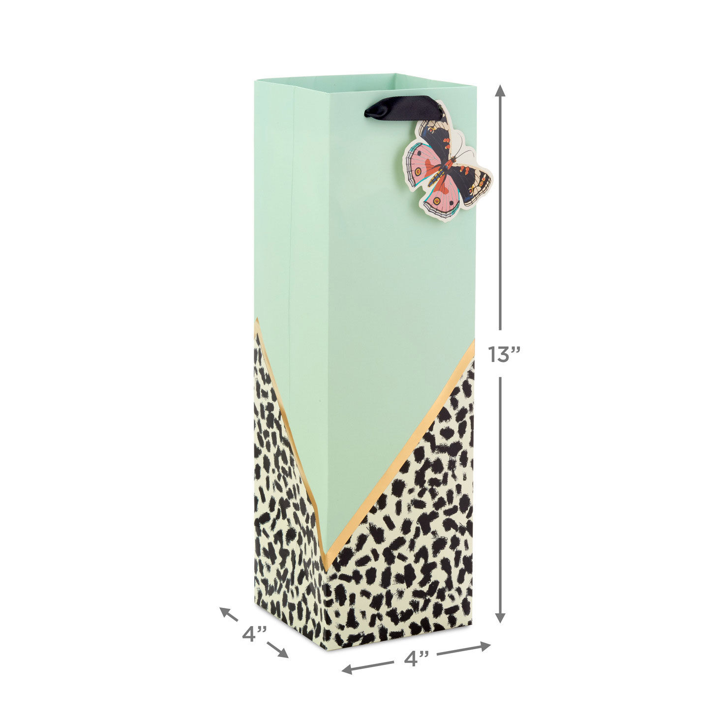 Butterfly on Cheetah Print Wine Gift Bag measurement image number 3