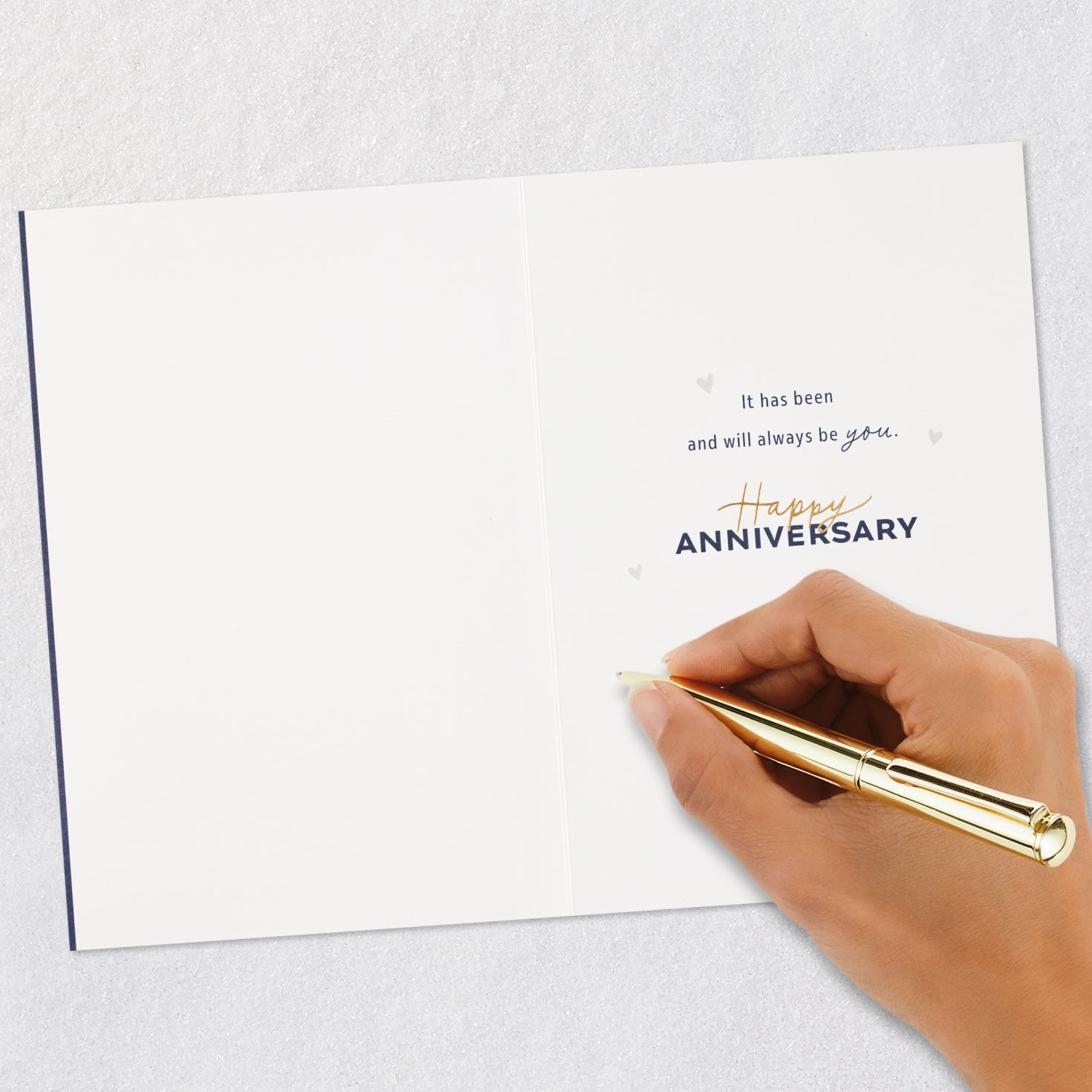 Navy Blue and Gold Script Anniversary Card Signing card image number 6