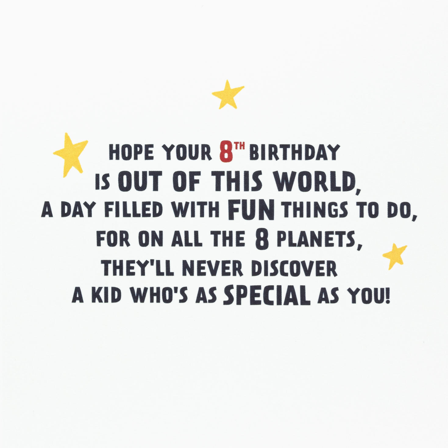 Outer Space 8th Birthday Card With Alien Decal sentiment image number 2