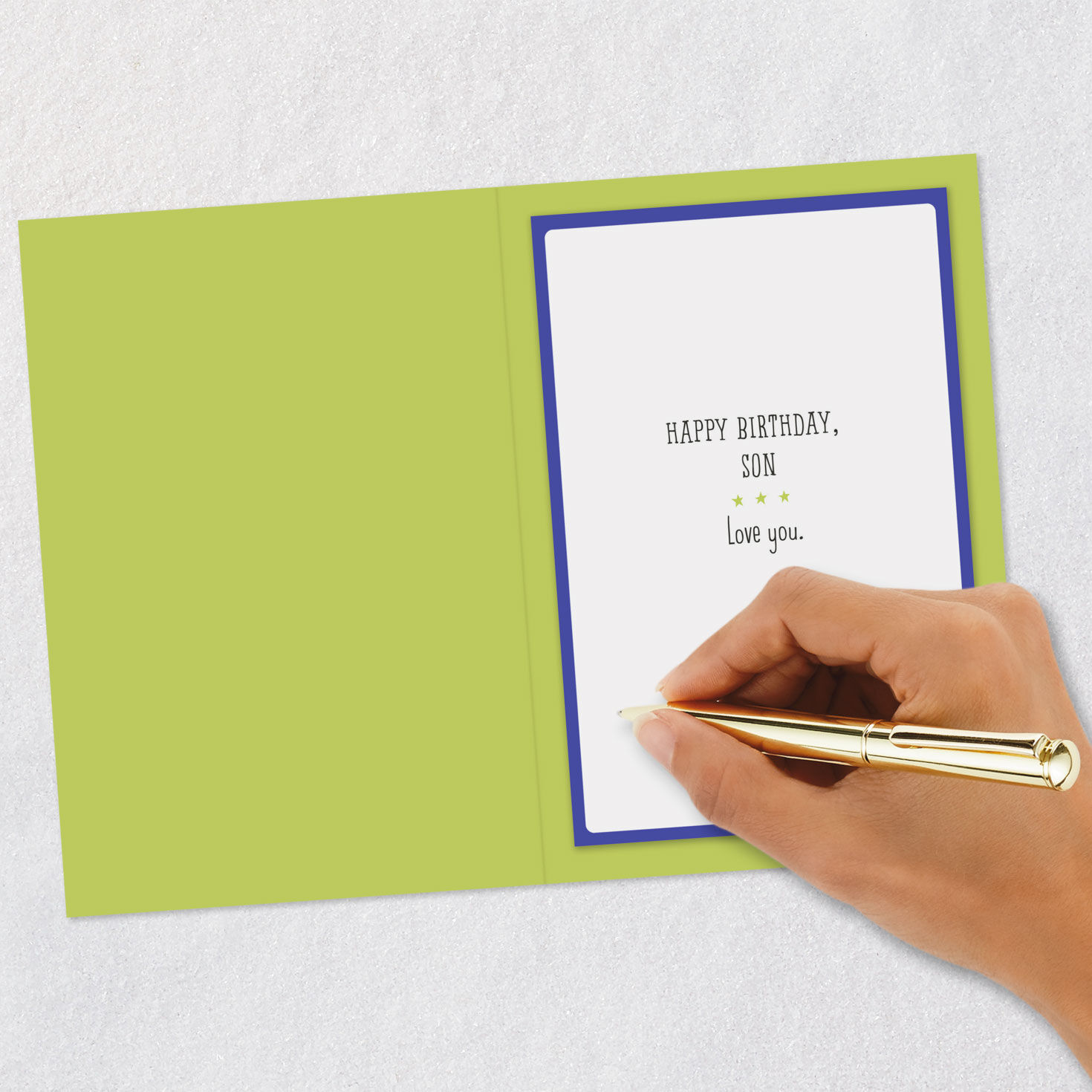 Golden Retriever Puppy on Red Birthday Card for Son Signing card image number 6