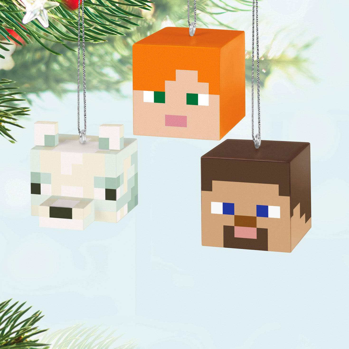Mini Minecraft Characters Keepsake Ornaments hanging on tree image number 2