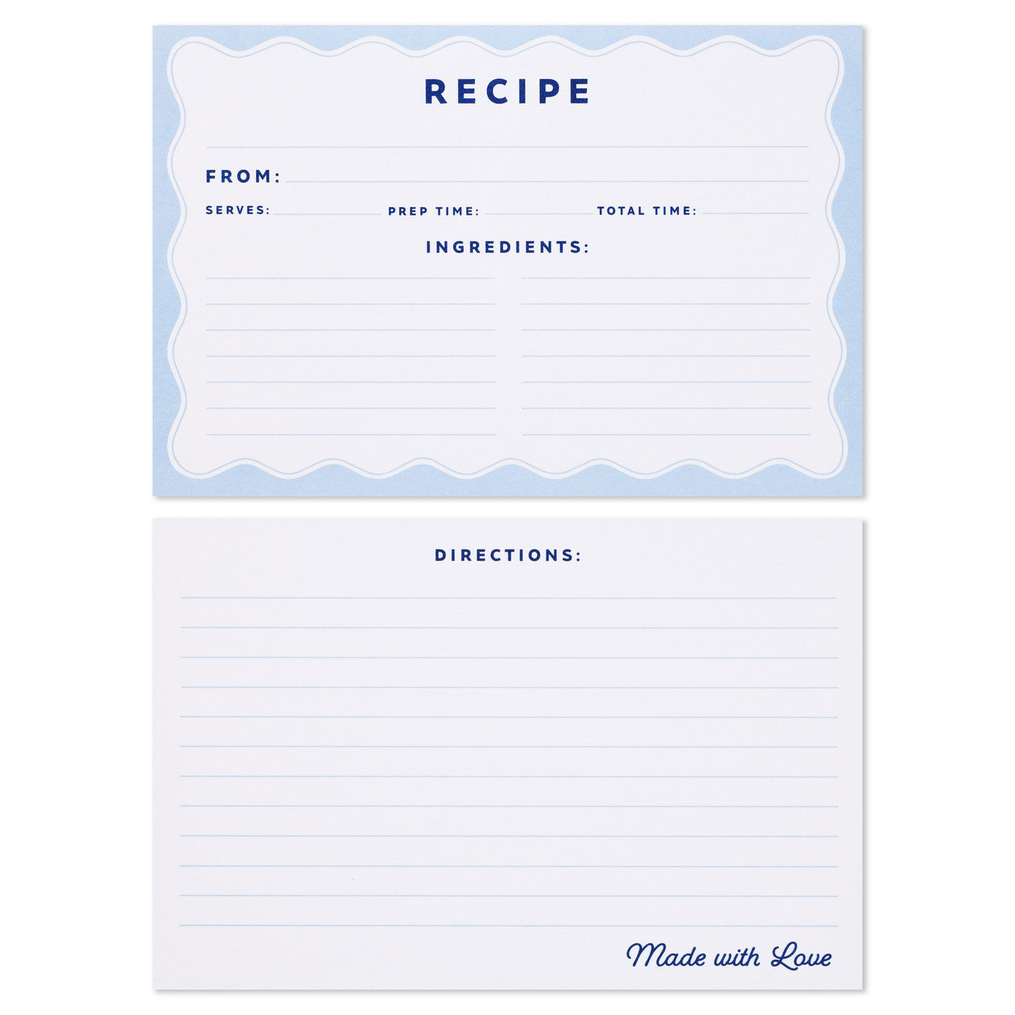 Blue and White Recipe Organizer Box With Recipe Cards front image number 3