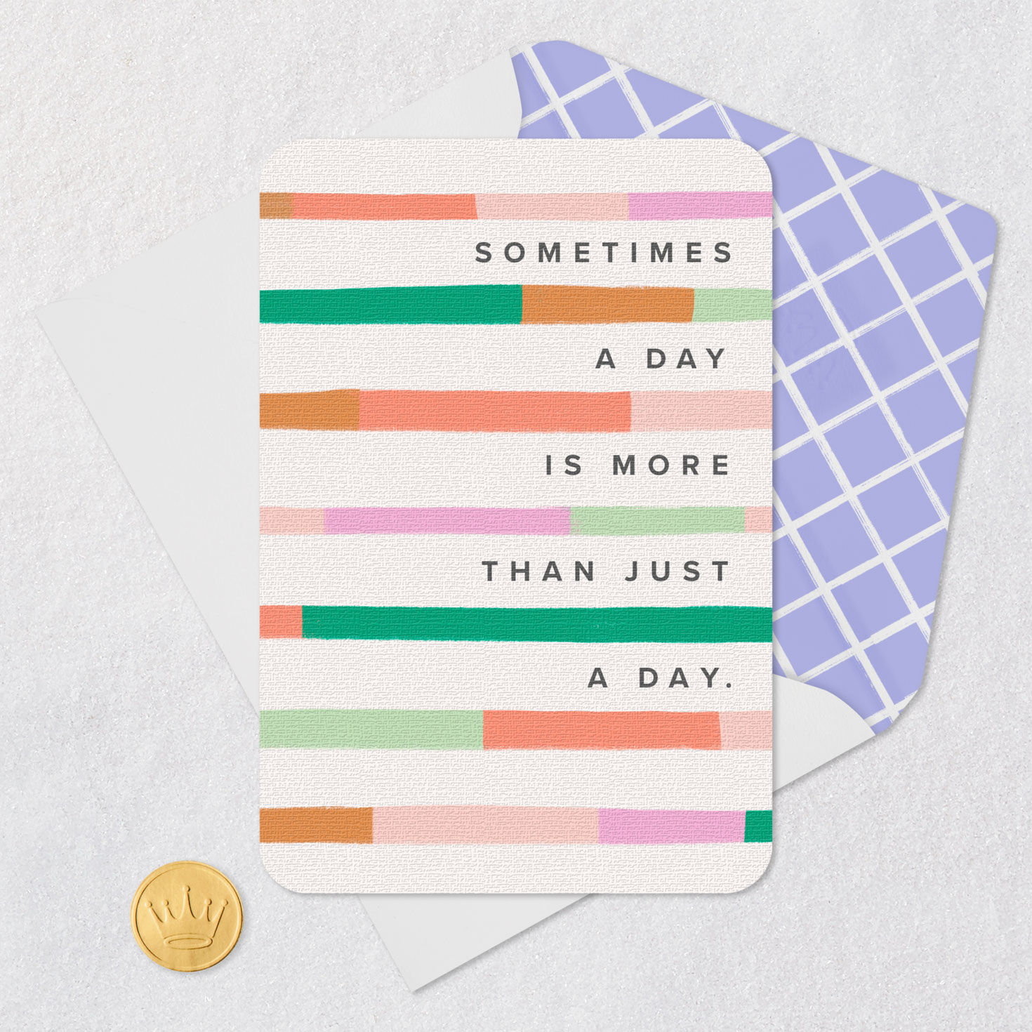 Colorblocked Lines Celebrate Card Card Front with Envelope and Gold Seal image number 5