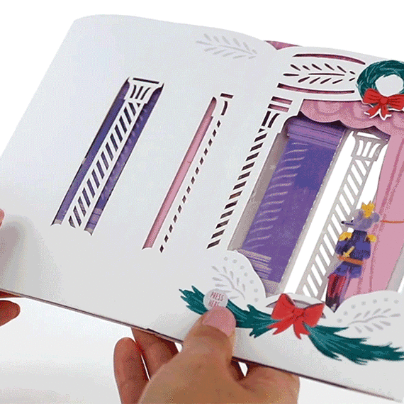 Nutcracker Musical 3D Pop-Up Christmas Card With Light, , large image number 2
