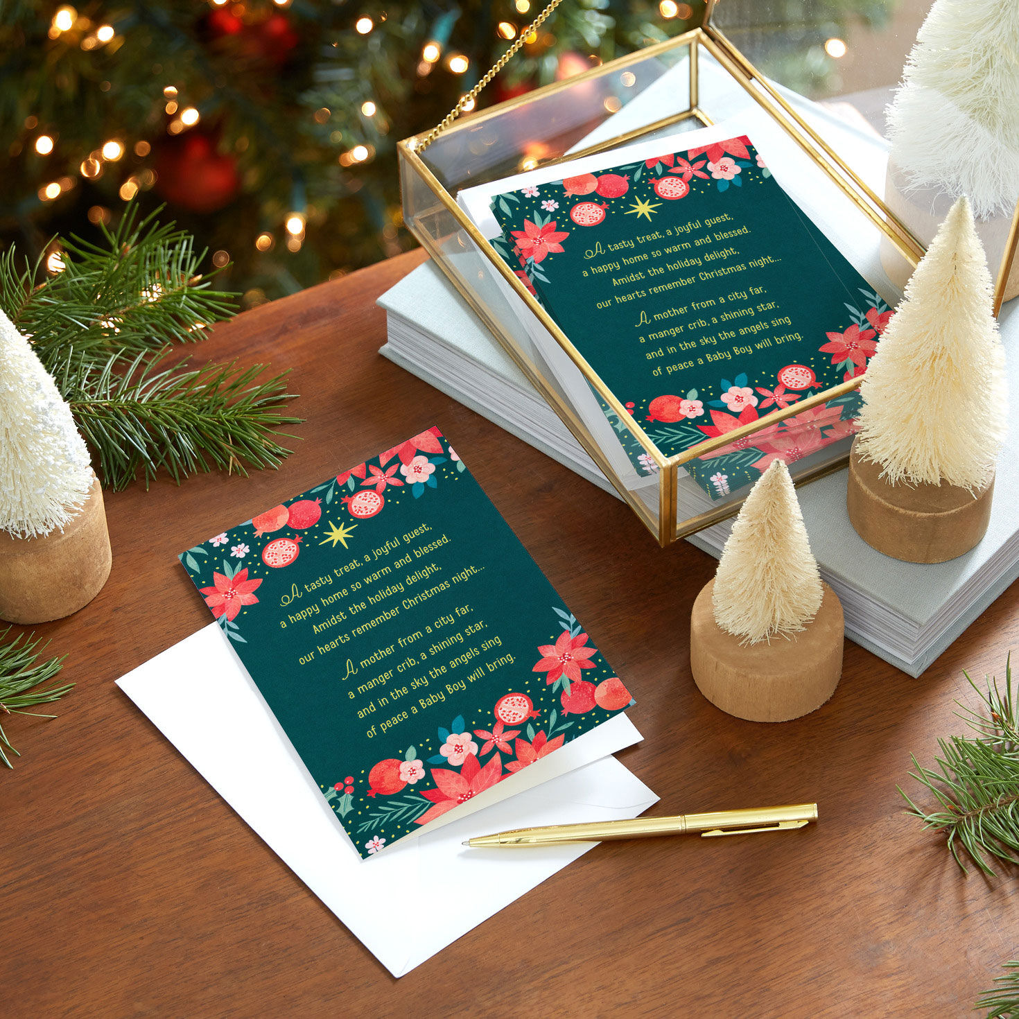 Poinsettias DaySpring Religious Christmas Cards in use image number 8