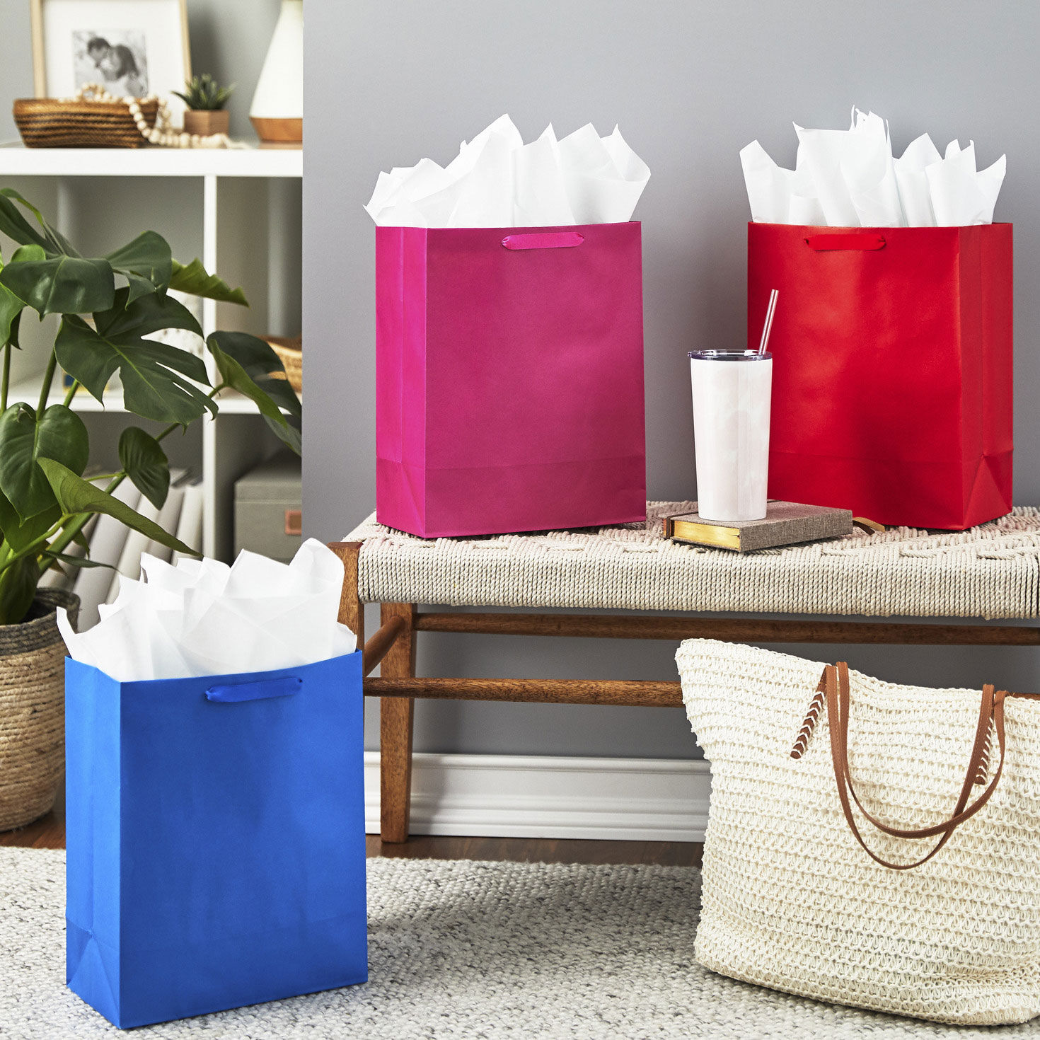 Assorted Solid Colors 3-Pack Large Gift Bags  image number 2