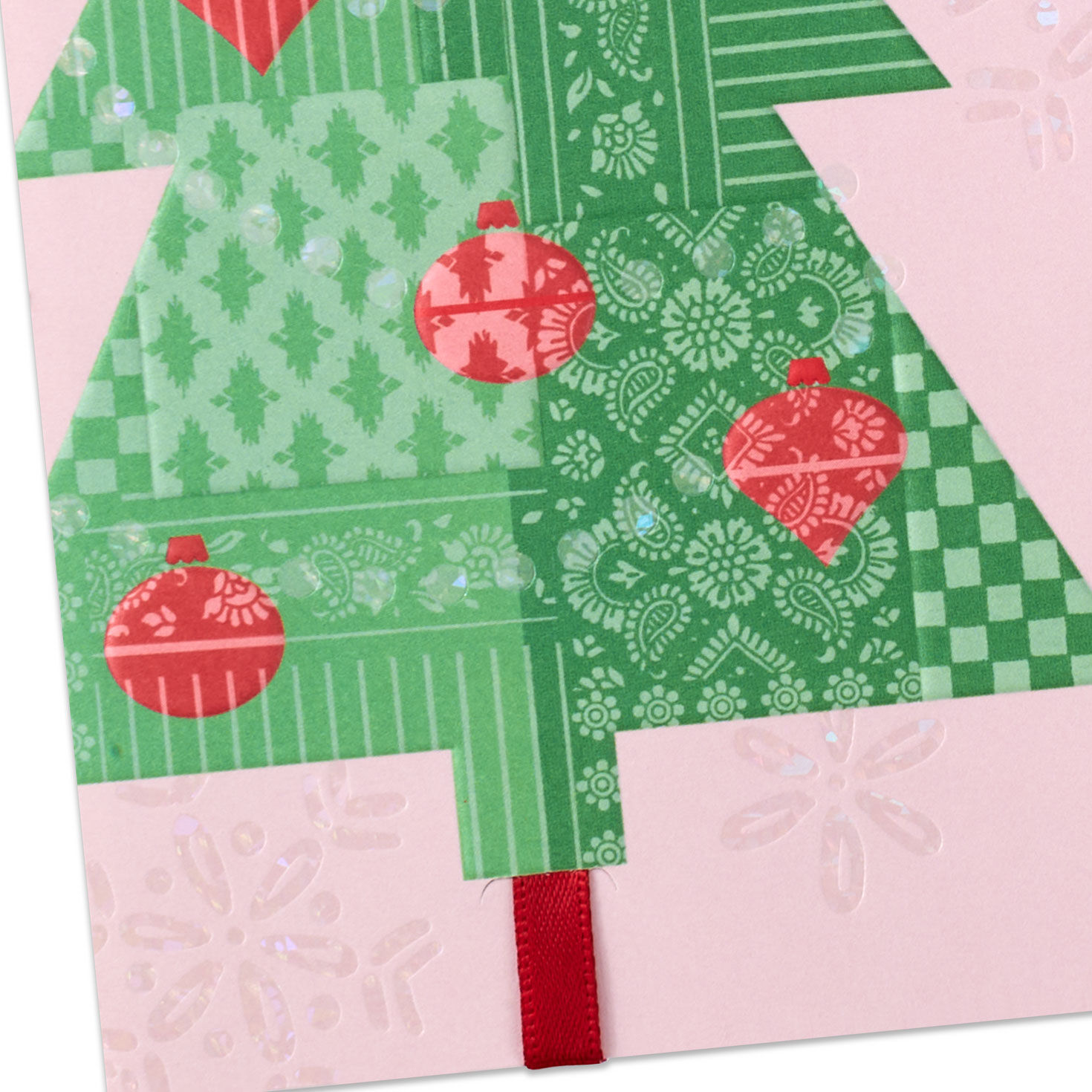 Patchwork Quilt Holiday Tree Mom Christmas Card Card Front Detail image number 4