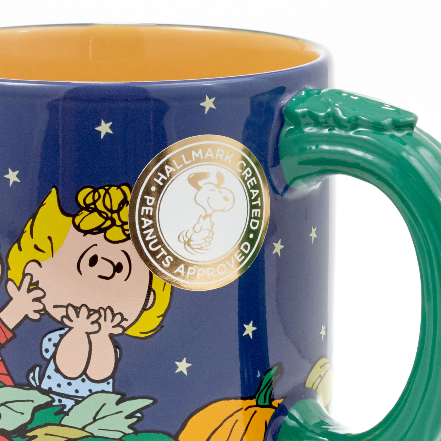 Peanuts Linus, Sally and Snoopy in Pumpkin Patch Mug closeup view image number 5