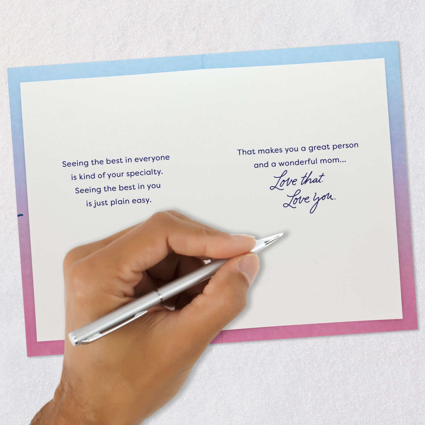 Bold Lettering and Hearts Birthday Card for Mom Signing card image number 7