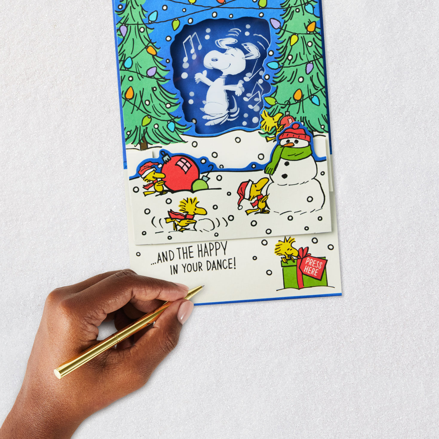 Musical Light-Up Snoopy Tree Farm Christmas Card Signing card image number 7