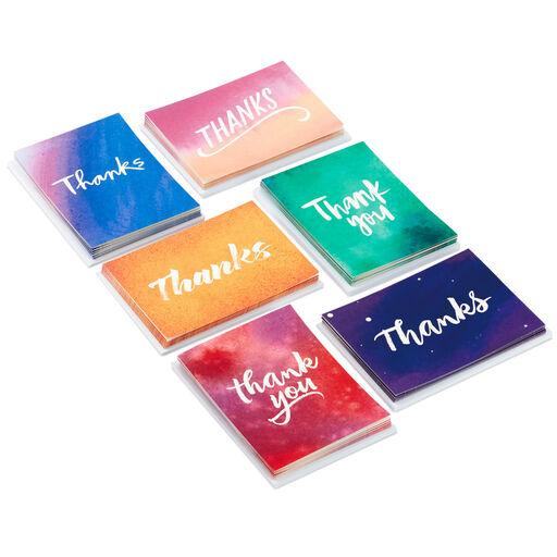 Watercolor Assorted Blank Thank-You Notes, Pack of 48, 