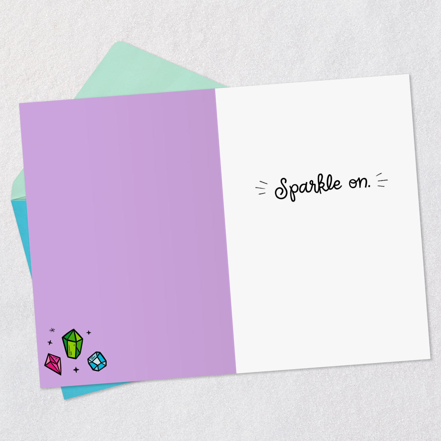 Sparkly Gems Funny Thinking of You Card Open card with envelope image number 3