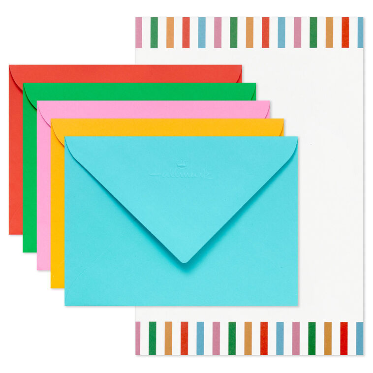 Bright Stripes on White Stationery Set, 36 Sheets