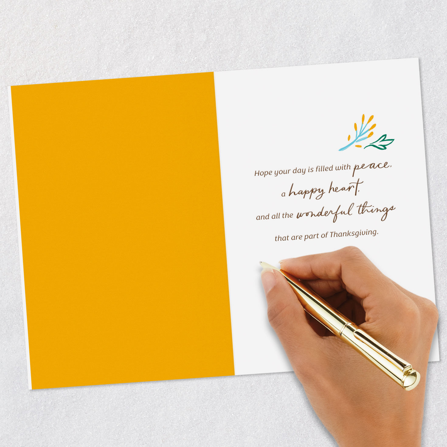 Acorns and Fall Leaves Thanksgiving Card Signing card image number 6