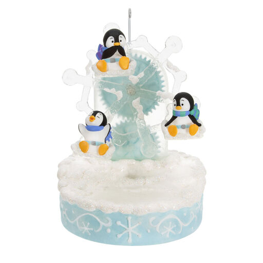 Playful Penguins on Ferris Wheel Musical Ornament With Light and Motion, 
