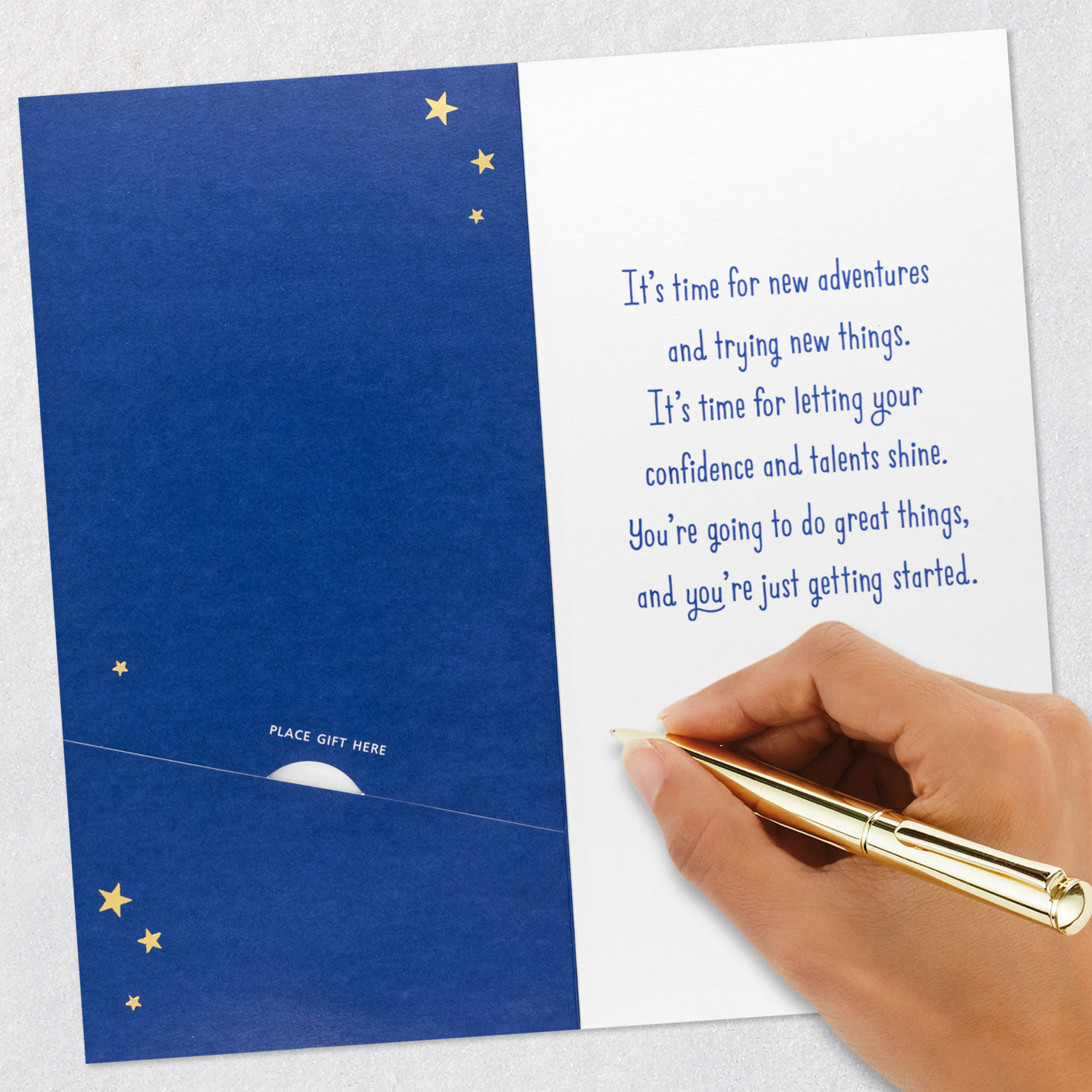 Blue Globe with Stars Money Holder Graduation Card Signing card image number 7