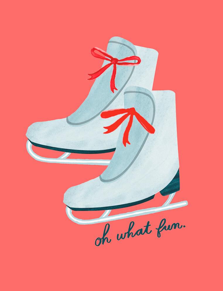 Oh What Fun Ice Skates Holiday Card
