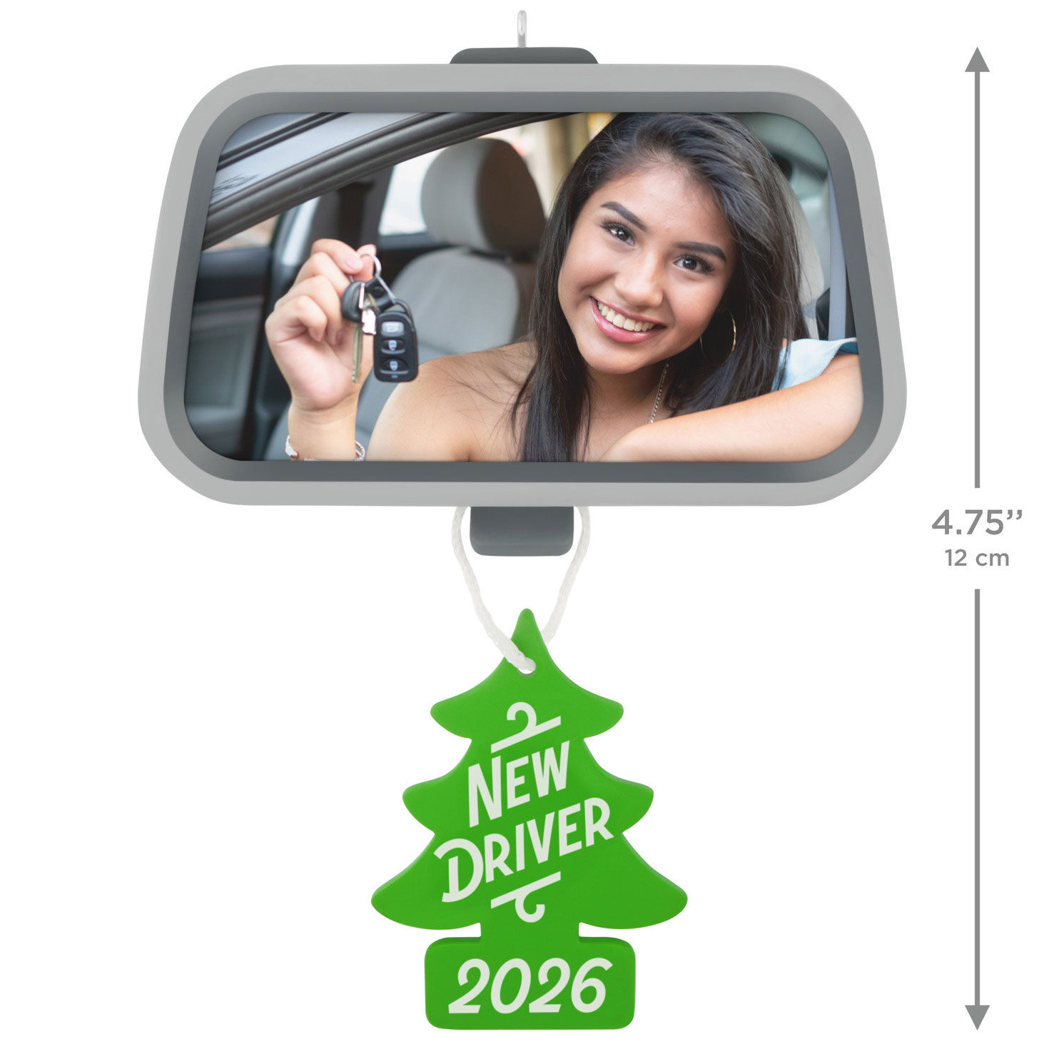 New Driver Car Mirror Photo Frame Keepsake Ornament measurement image number 3