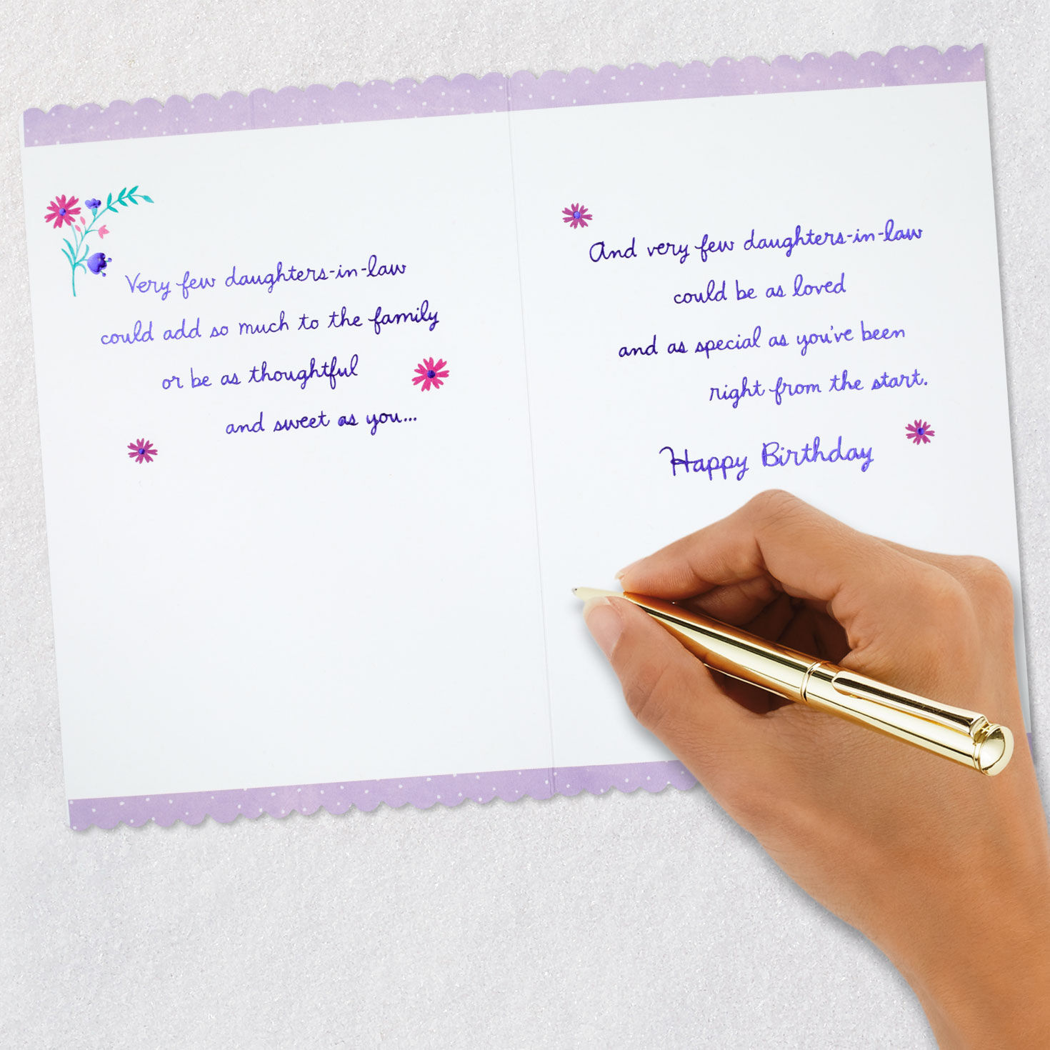 Bird and Flowers Daughter-in-Law Birthday Card Signing card image number 7