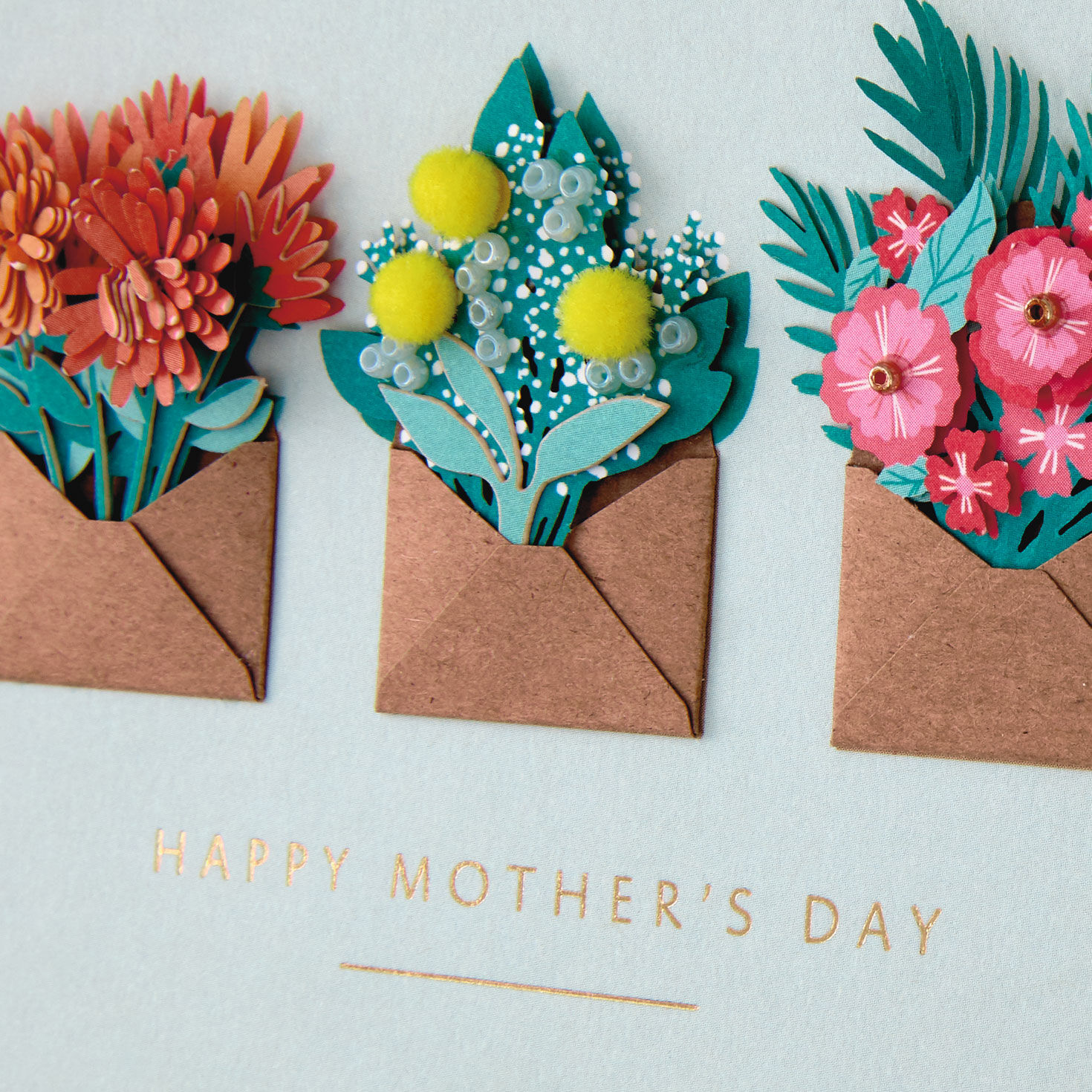 Three Envelopes With Flowers Mother's Day Card Card Front Detail image number 4