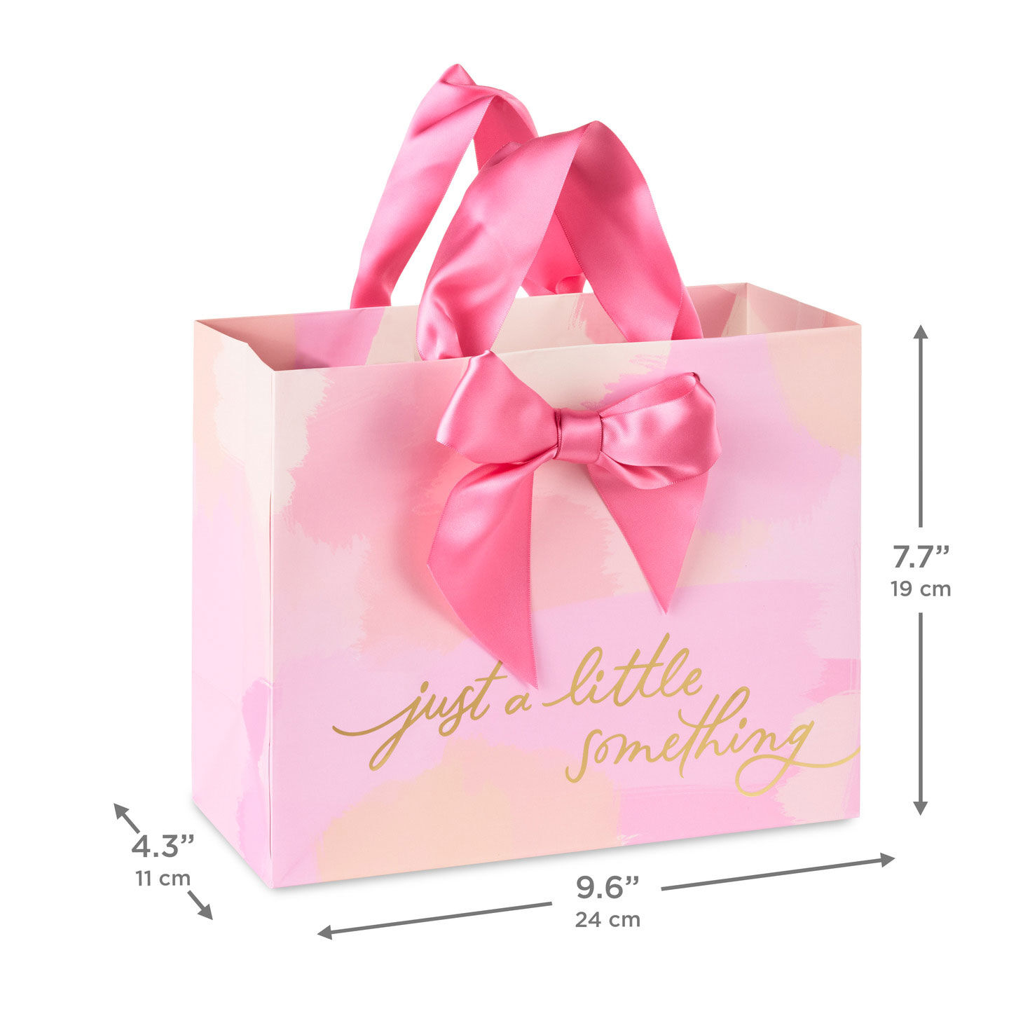 Painted Pink Medium Gift Bag With Bow measurement image number 3