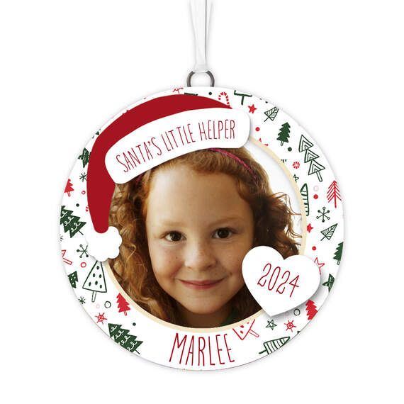 Holiday Personalized Text and Photo Ceramic Ornament, , large image number 1