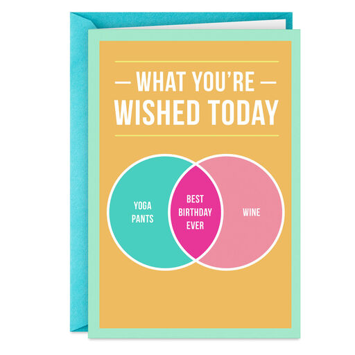 Yoga Pants and Wine Funny Birthday Card, 