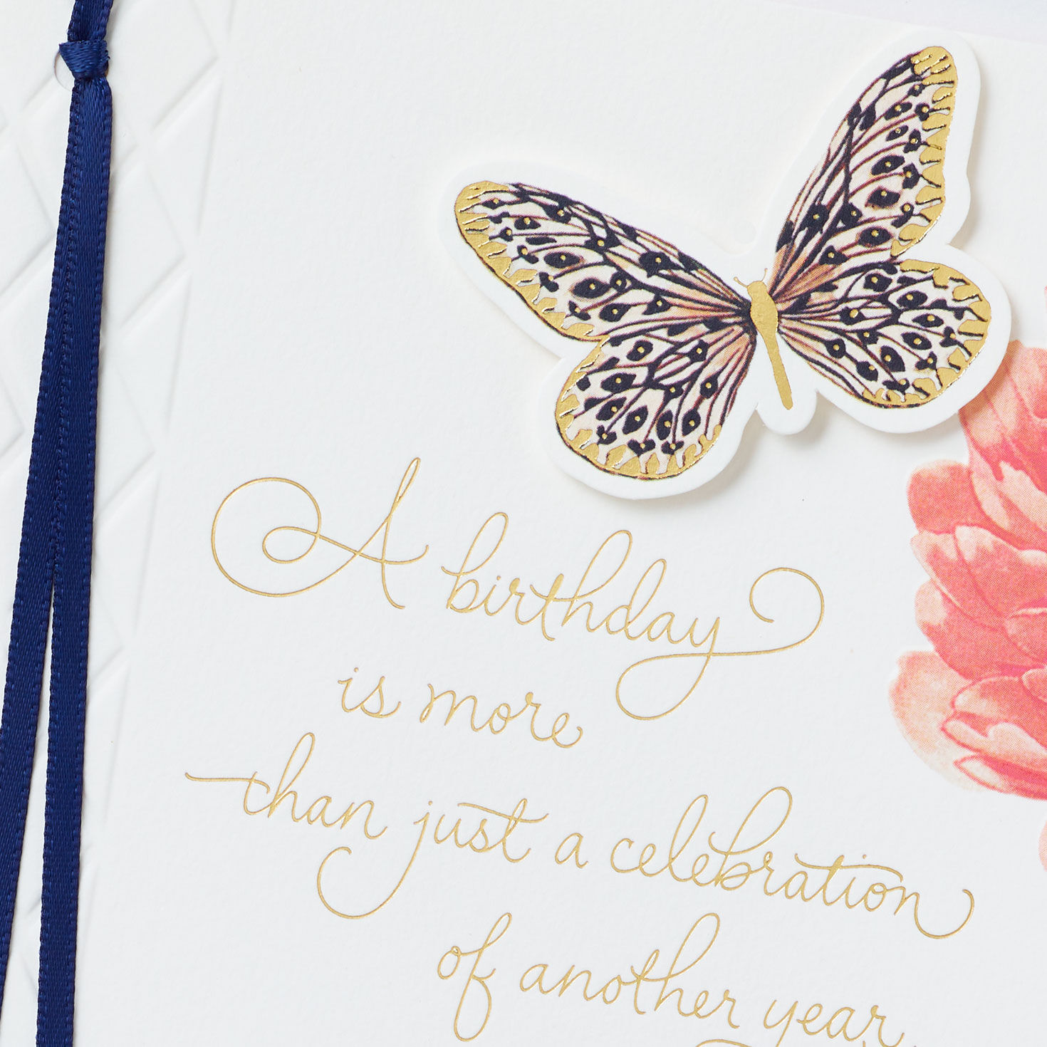 Butterfly and Peonies Birthday Card Card Front Detail image number 5