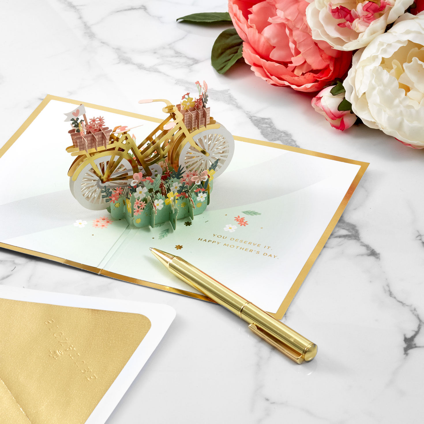 Bicycle and Flowers Pop-Up Mother&rsquo;s Day Card  image number 8