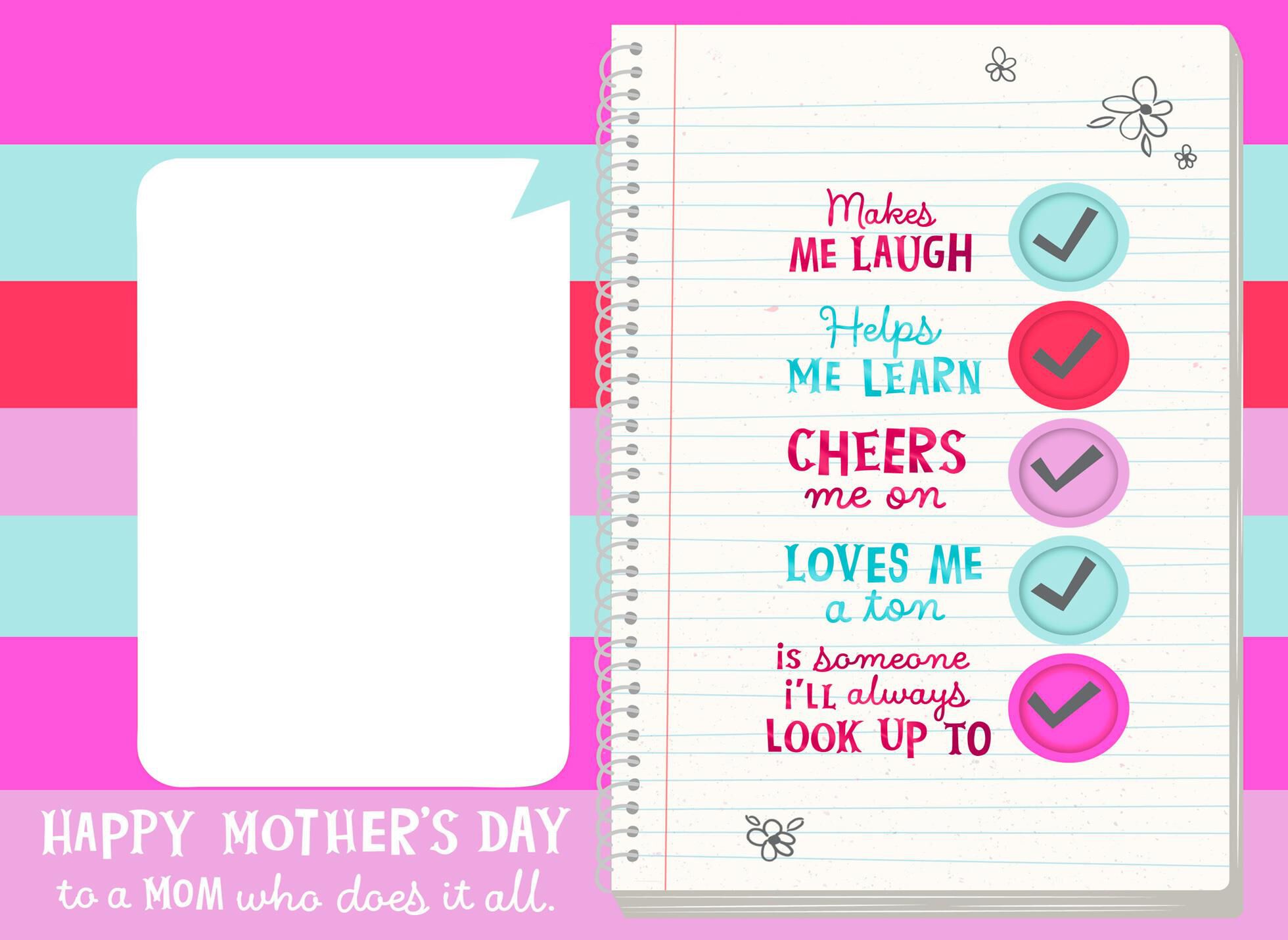 Checklist for Mom Mother's Day Card