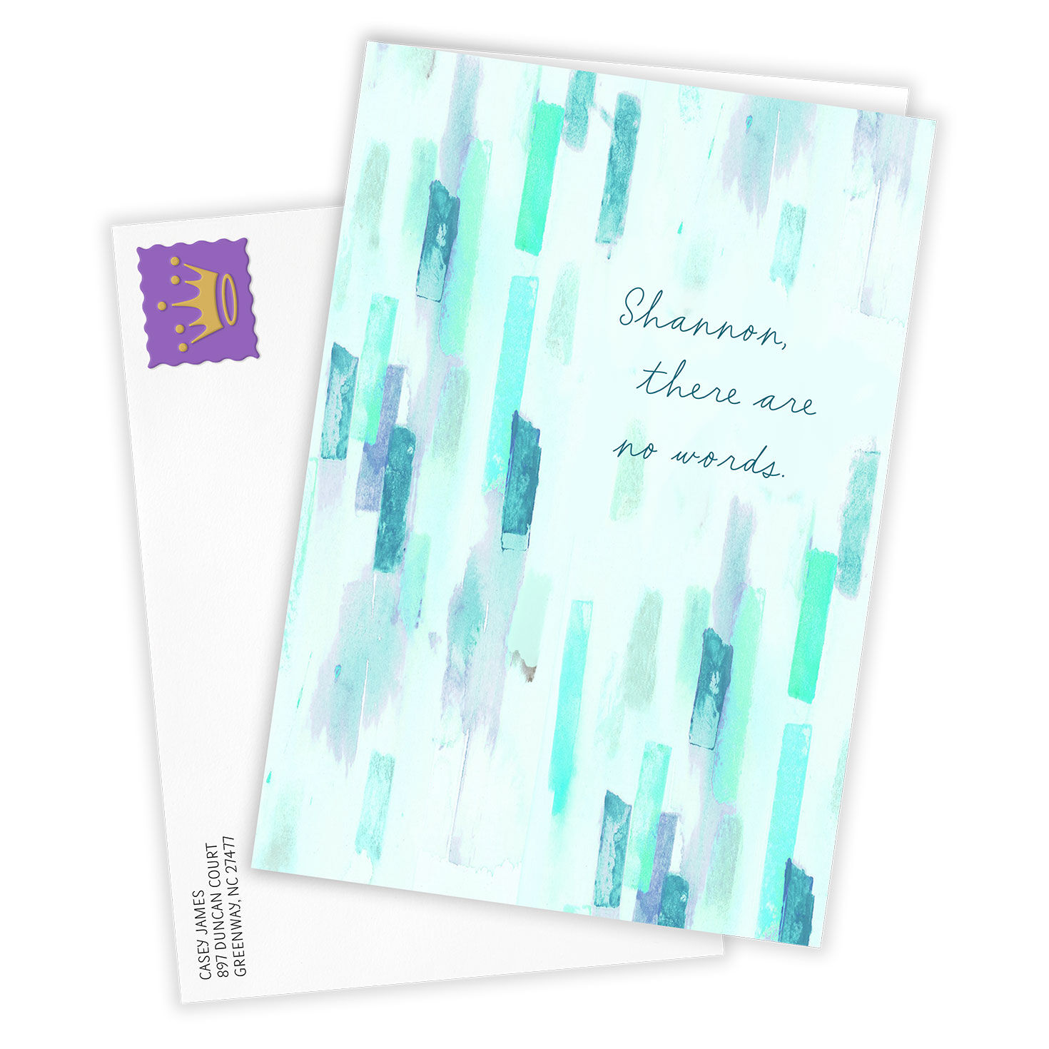 Blue and Purple Watercolor Design Personalized Card  image number 2