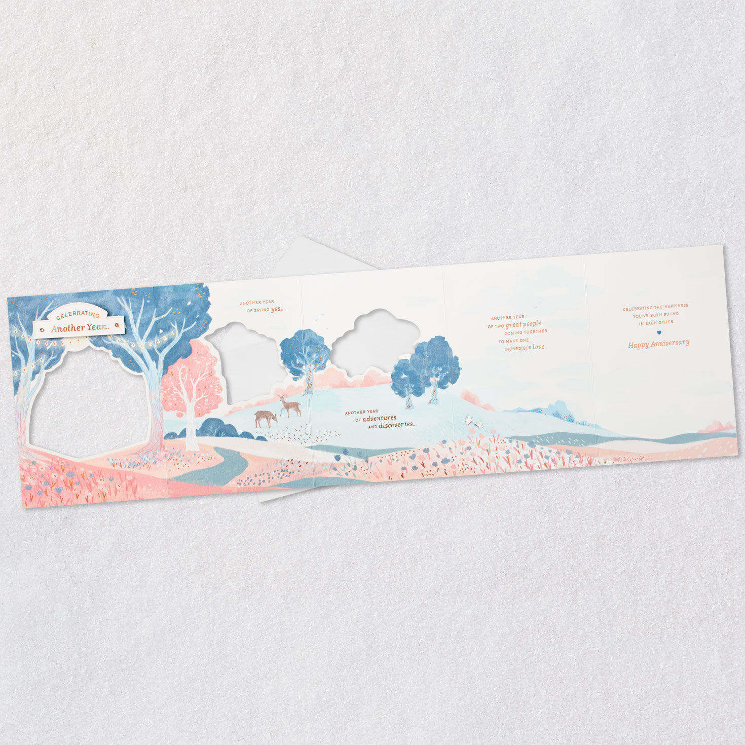 Pastel Landscape Anniversary Card for Couple Open card with envelope image number 6