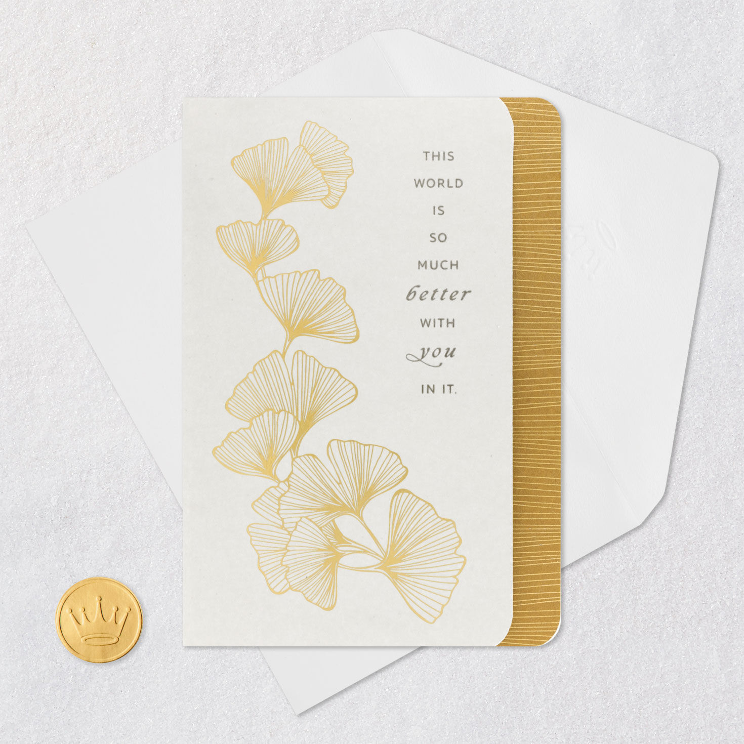 Yellow Gingko Leaves Support Card Card Front with Envelope and Gold Seal image number 5