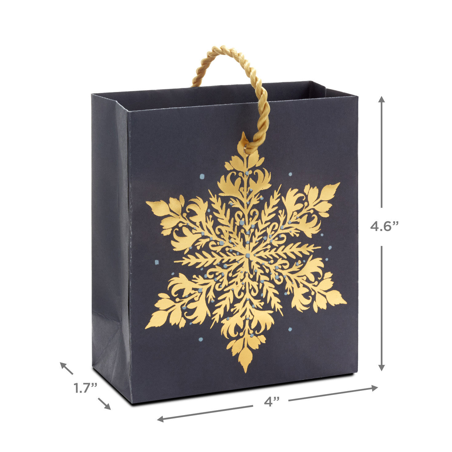 Gold Snowflake Holiday Gift Card Holder Bag measurement image number 3