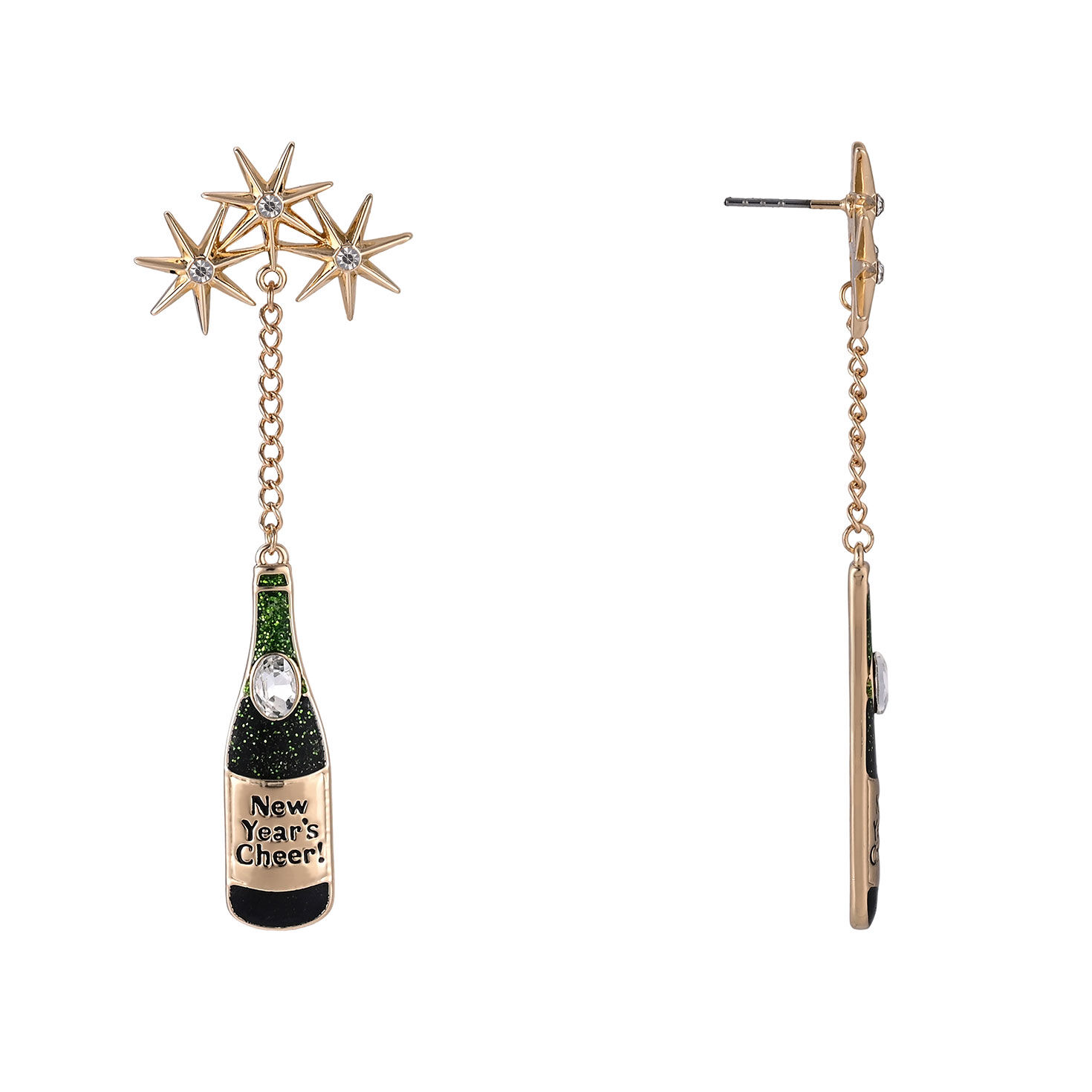 Champagne Bottle Linear Earrings front and side image number 2