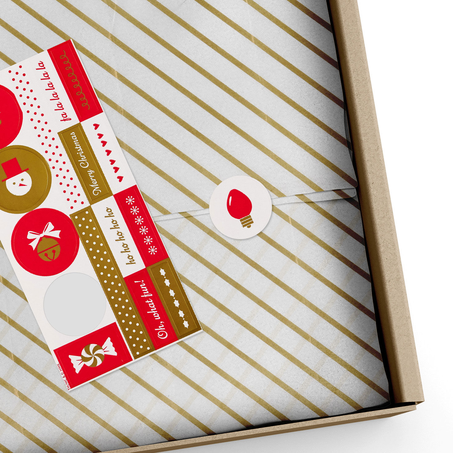 Gold Stripes Holiday Tissue Paper and Stickers  image number 5