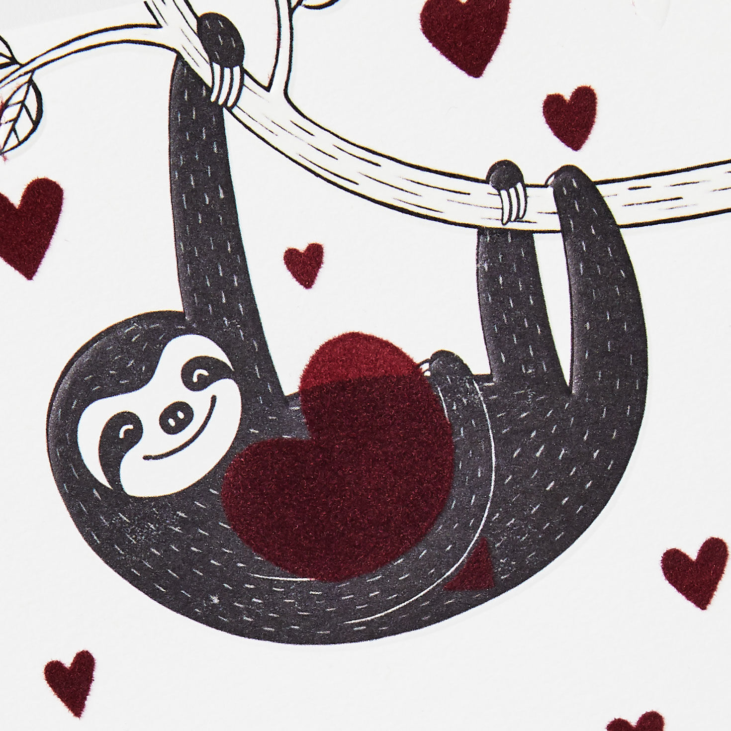 Black Sloth Red Hearts Sweetest Day Love Card Card Front Detail image number 4